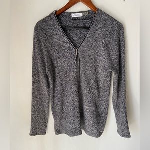 Calvin Klein Zipper Cardigan Sweater Woman’s Medium Gray